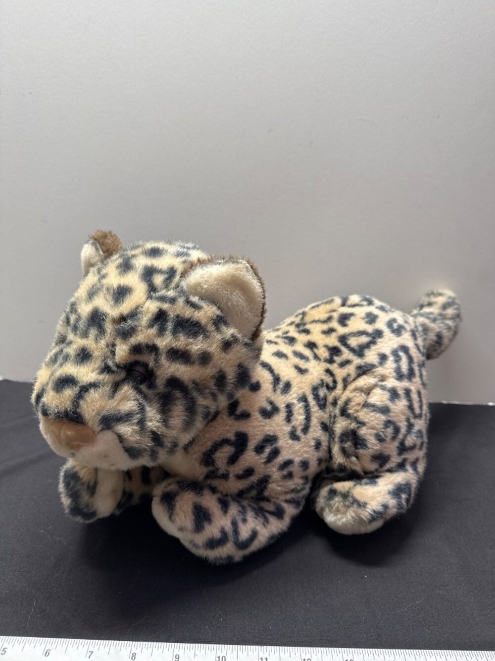 Stuffed Realistic Leopard Plush Toy By Fine Toy 16" Long Soft Polyester For Ages